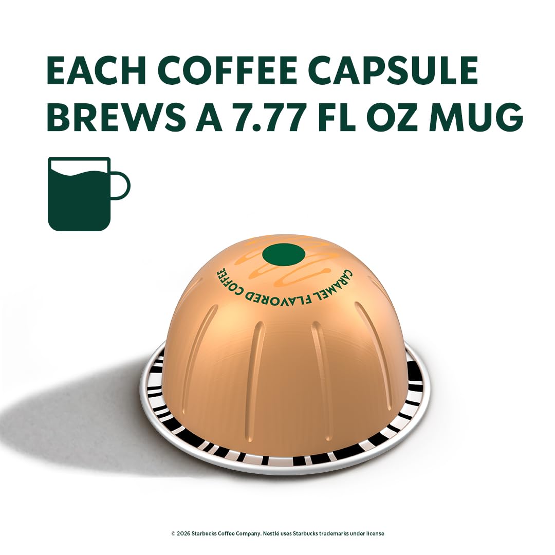 Starbucks by Nespresso Vertuo, Caramel Flavored Coffee, 30-count Coffee Pods, Brews 7.8 oz.