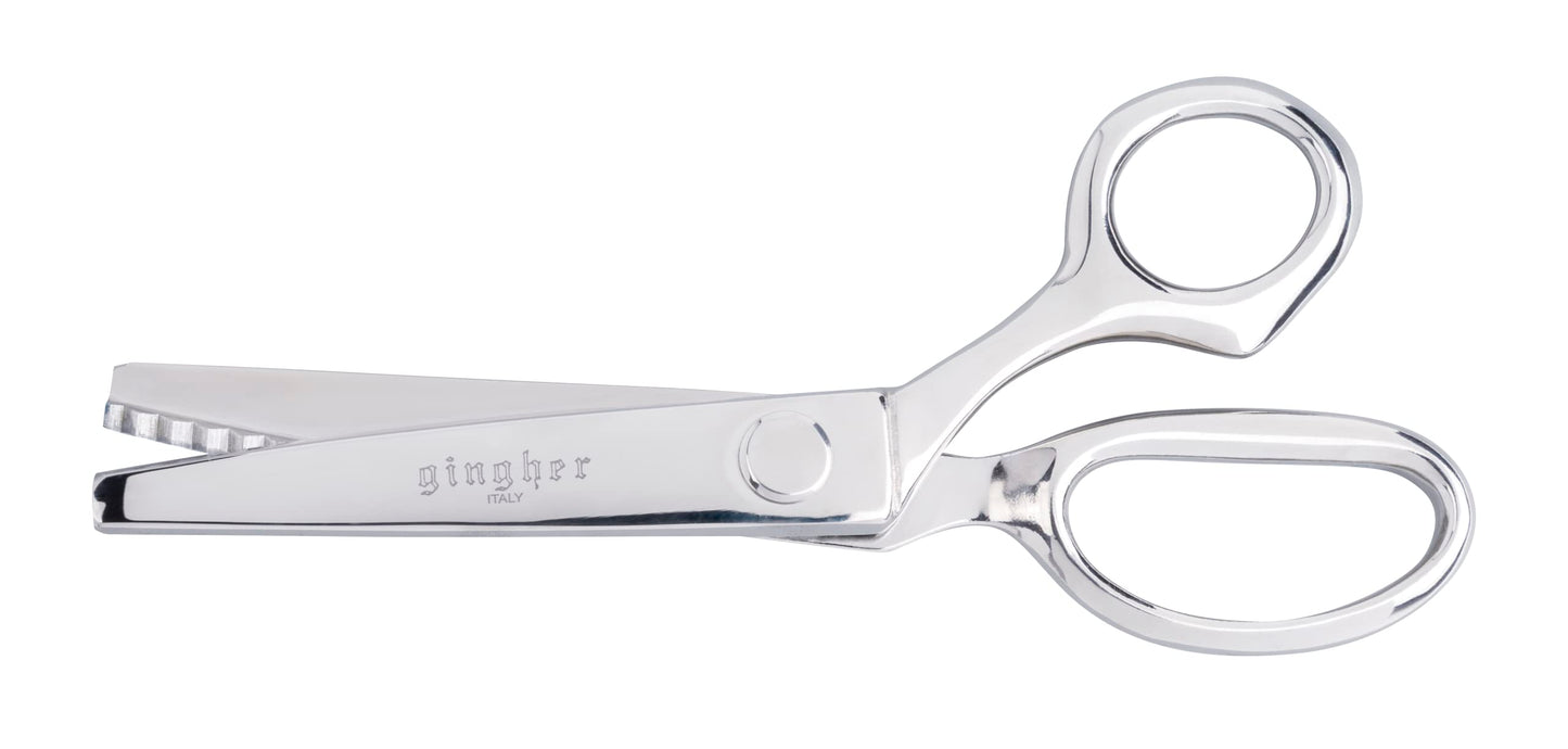 Gingher 7.5" Pinking Shears Scissors, Zigzag Blades for Ravel-Resistant Decorative Edges, Sawtooth Blades to Reduce Fraying for Fabric Cutting and Embroidery, Stainless Steel Chrome-over-Nickel Finish