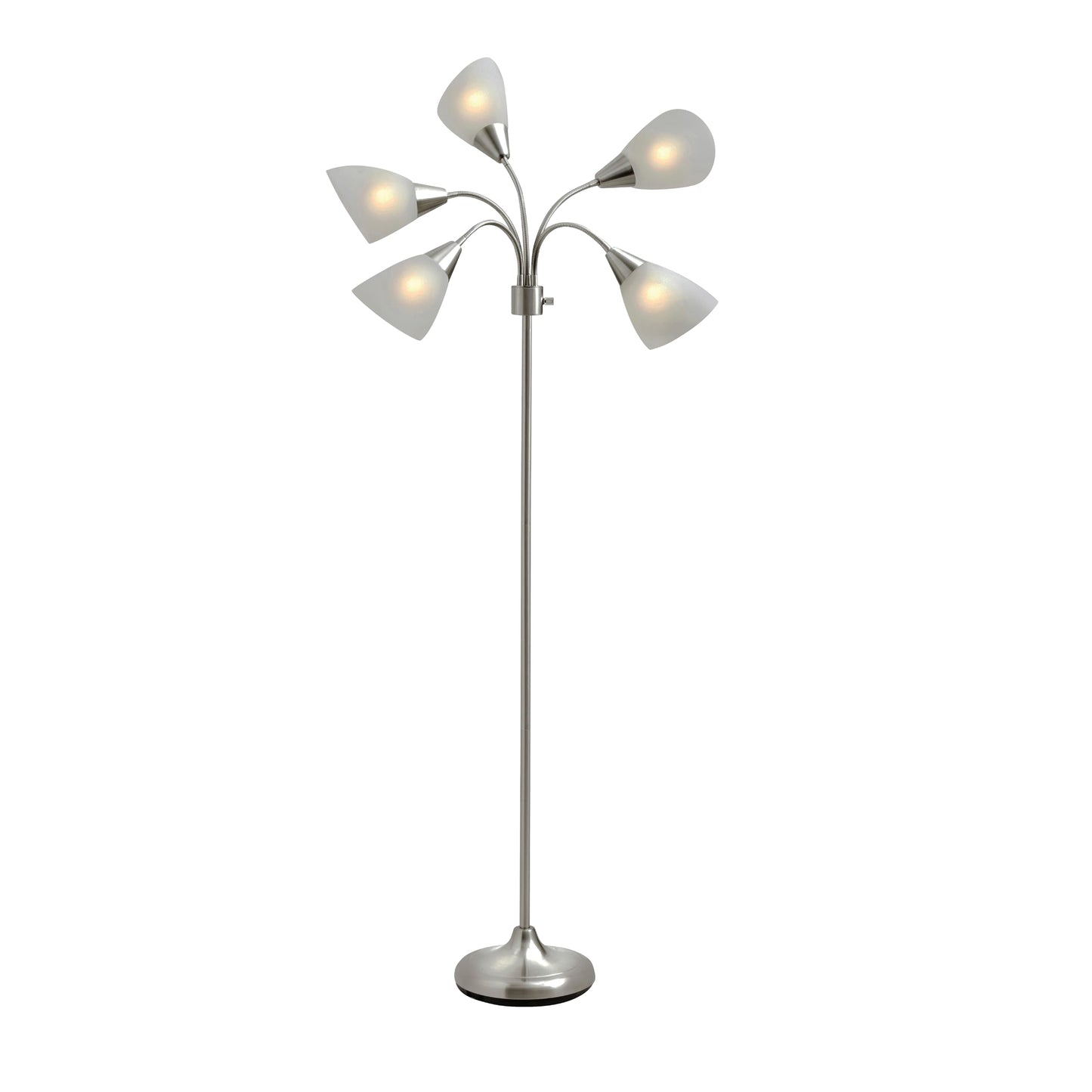 Adesso Floor Lamp with 5 Movable Shades & Adjustable Brightness, Brushed Steel Finish, Silver Perfect Lighting for Bedroom Decor, Beauty & Art Studio