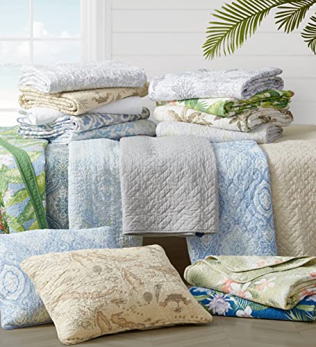 Tommy Bahama - Queen Quilt Set, Reversible Cotton Bedding with Matching Shams, Breathable Bedding Set for All Seasons (Southern Breeze Dark Blue, Queen)