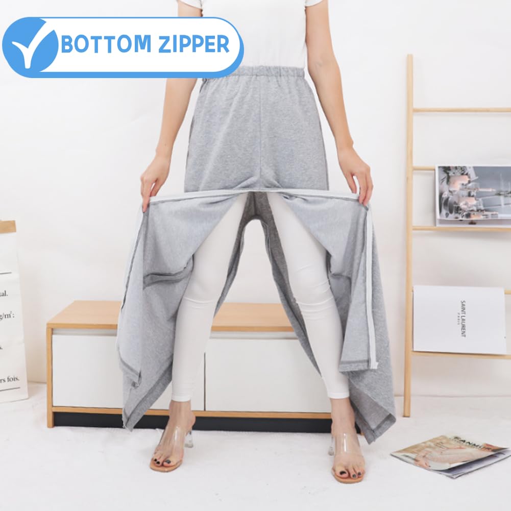 WEEOATAR Unisex Patient Pants,Bedridden Patient Clothing,Disability Clothing with Zippers for Easy Access,Hospital Gowns Nursing Aid for Elderly,Disabled,Dialysis and Bedridden Patients(Grey,XXL)