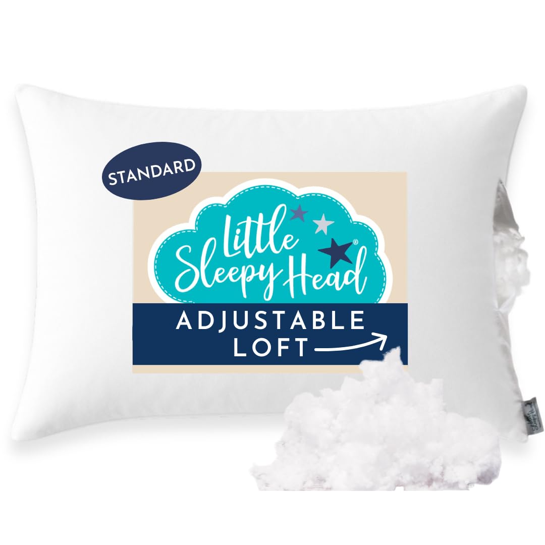 Little Sleepy Head Standard Pillow for Sleeping, Adjustable Loft Bed Pillow with Hypoallergenic Down-Like Fill, Hotel Quality Comfort, Soft or Firm Support - Standard Size Pillow 1 Pack, 20x26
