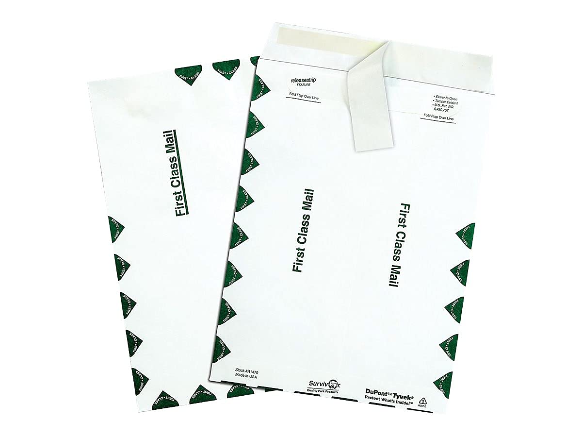 Survivor R1470 Tyvek Open-End Envelope,1st Class,9-Inch x12-Inch,100/BX,WE