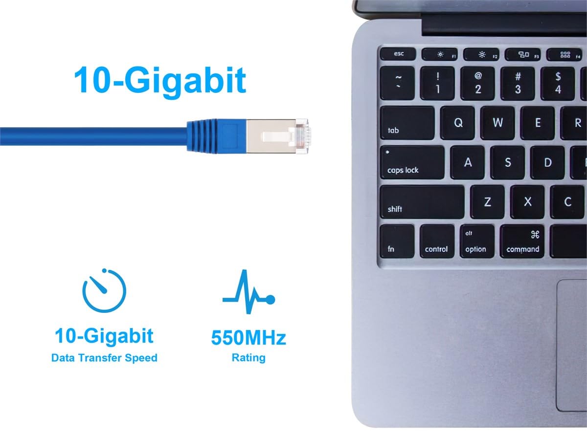 Monoprice Cat6A 100ft Blue Patch Cable Double Shielded (S/FTP) 26AWG 10G Pure Bare Copper Molded RJ45 Entegrade Series Ethernet Cable