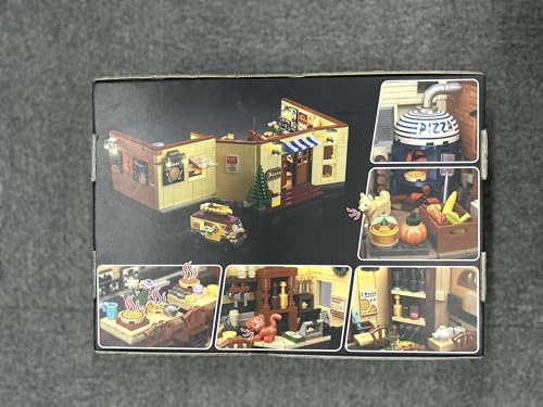 INSOON City Street Pizza Restaurant Building Set with Light, 1098PCS Pizzeria House Architecture Model with Retro Pizza Van, Home Decor Construction Building Block Gift for Adults Teens Boys Girls 12+