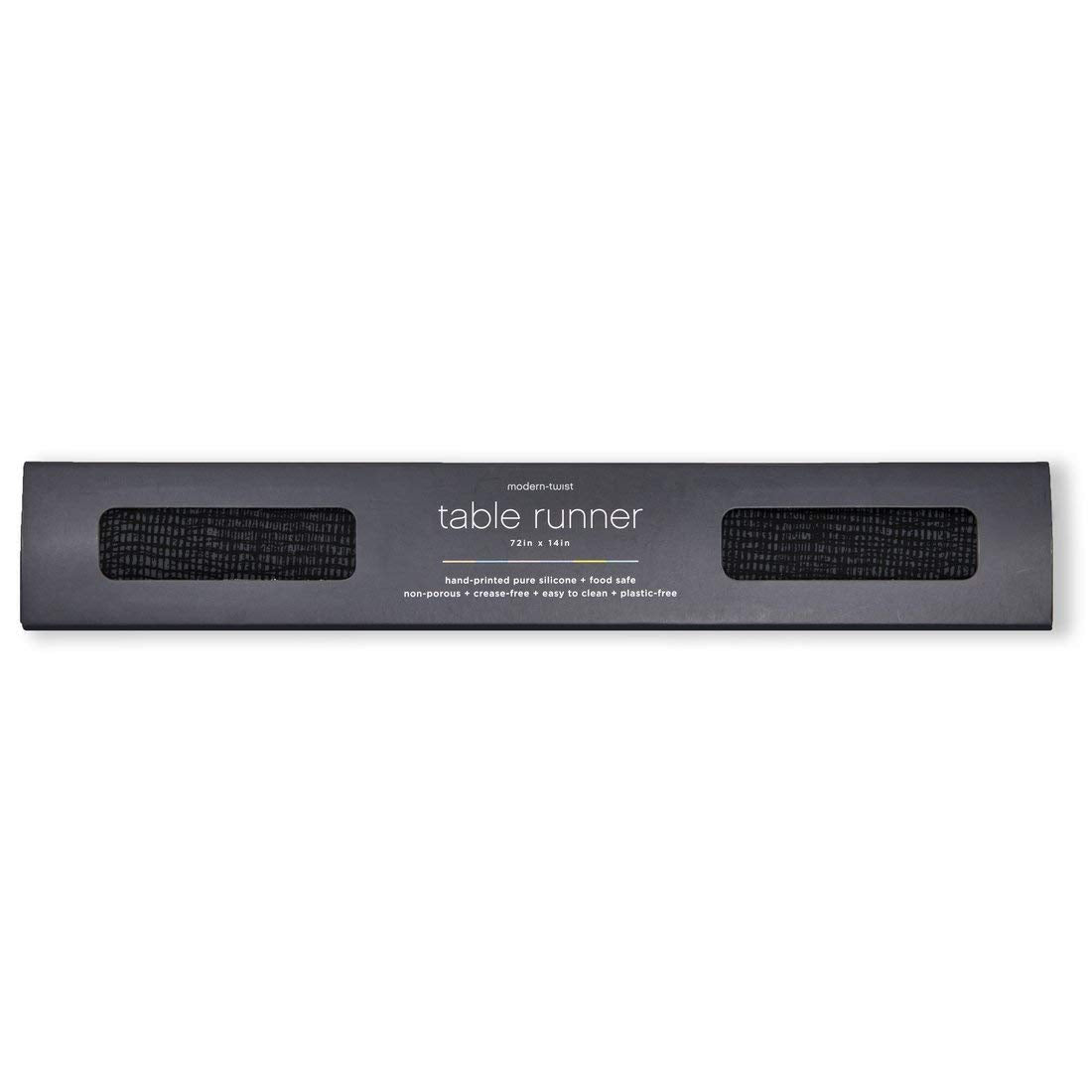 modern-twist Table Runner, BPA Free, Table Protection, Dishwasher Safe, Heat Resistant Up To 425°, Linen Print, Black
