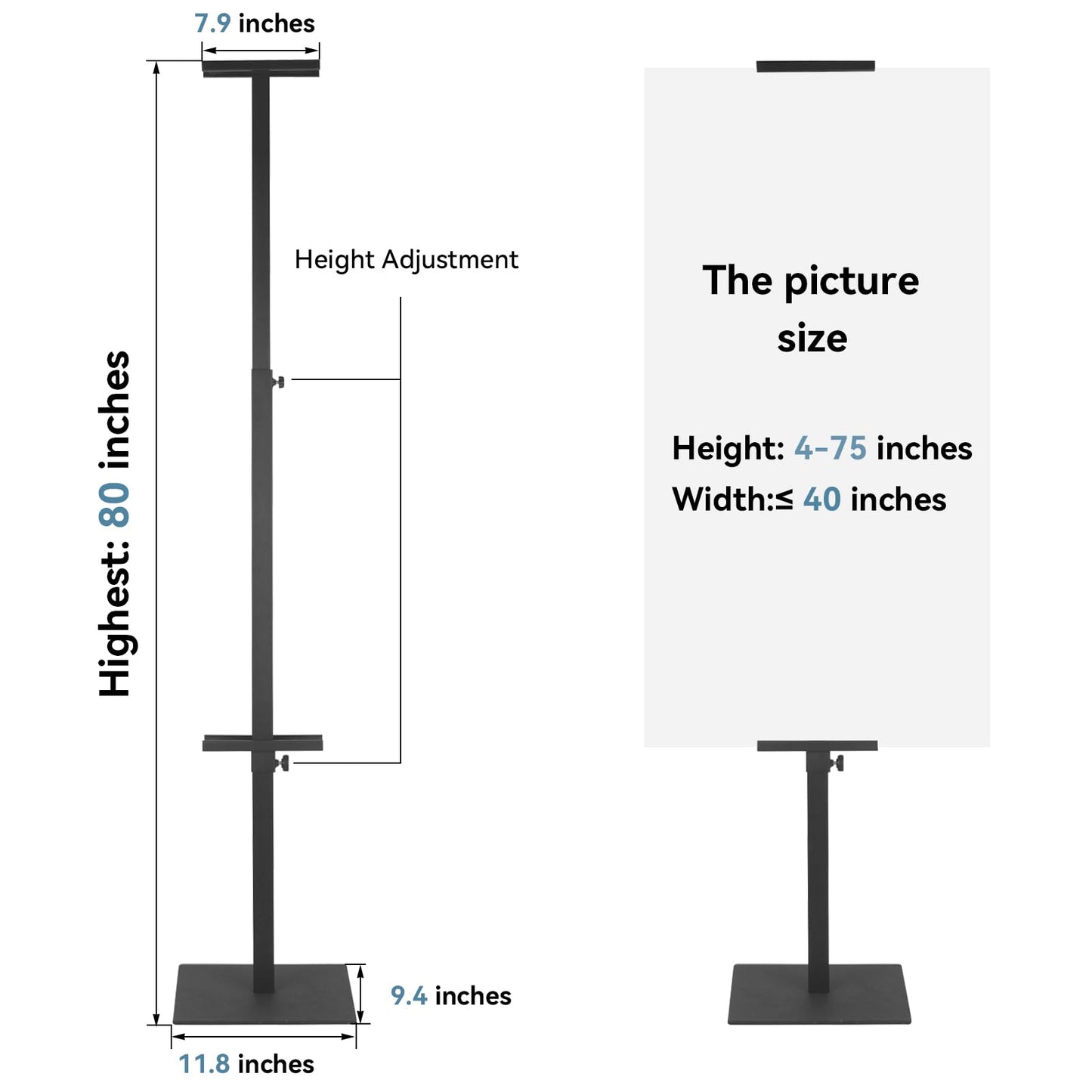HUAZI Poster Stand Pedestal Sign Holder Stand Display with Base for Indoor Outdoor,Double-Sided,Black