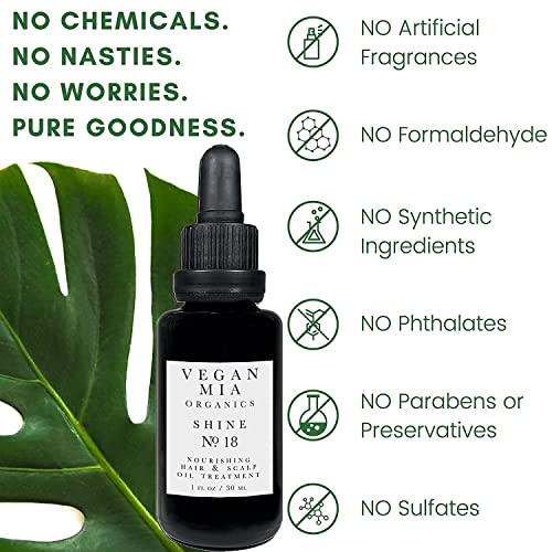 Vegan Mia USDA Organic Rosemary Oil for Hair Growth with Castor Oil & More - Scalp Oil Treatment & Intense Nourishment to Get Healthier, Thicker & Shiny Hair Naturally, 1 fl oz Bottle