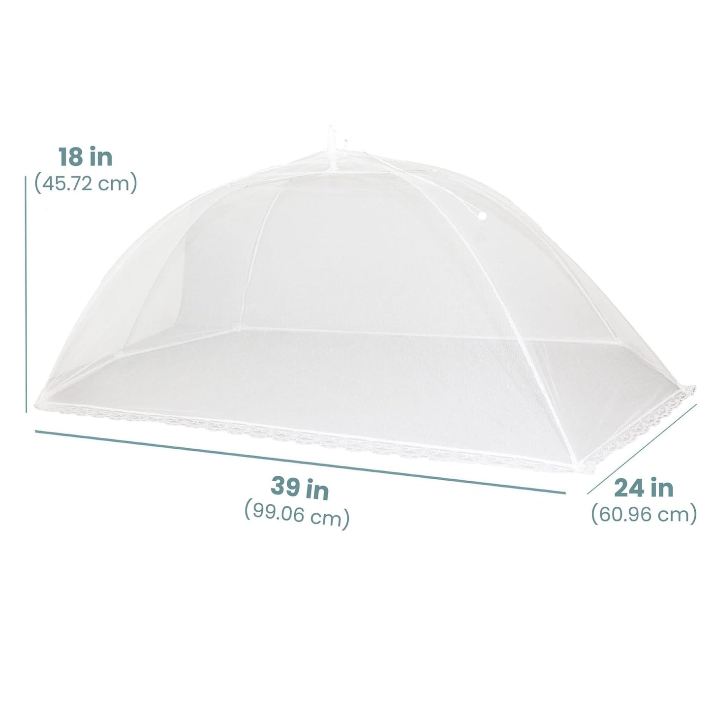 Simply Genius Pop-Up Mesh Food Covers for Outdoors - 6 Pack Extra Large 39" x 24", White, Collapsible & Reusable - Buffet Food Covers & Bug-Net Tent for Picnic, Party & Camping