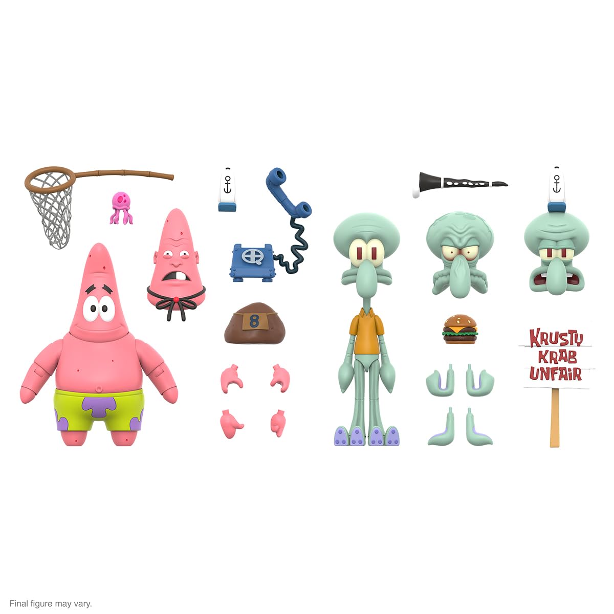Super7 ULTIMATES! Spongebob Squarepants Patrick Starr - 7" Spongebob Action Figure with Accessories Classic Cartoon Collectibles and Retro Toys