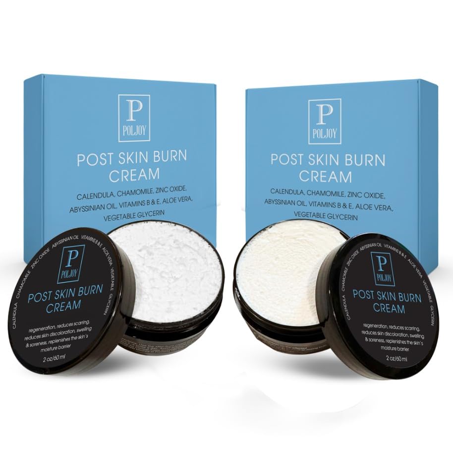 Skin Burn Cream Repair Natural - Post Burns Healing Remedy - Scar Care Promotes Recovery - Soothing First Degree Treatment - Sunburns Aid Fast Relief - Household & Vacation - Made in US (Pack of 2)
