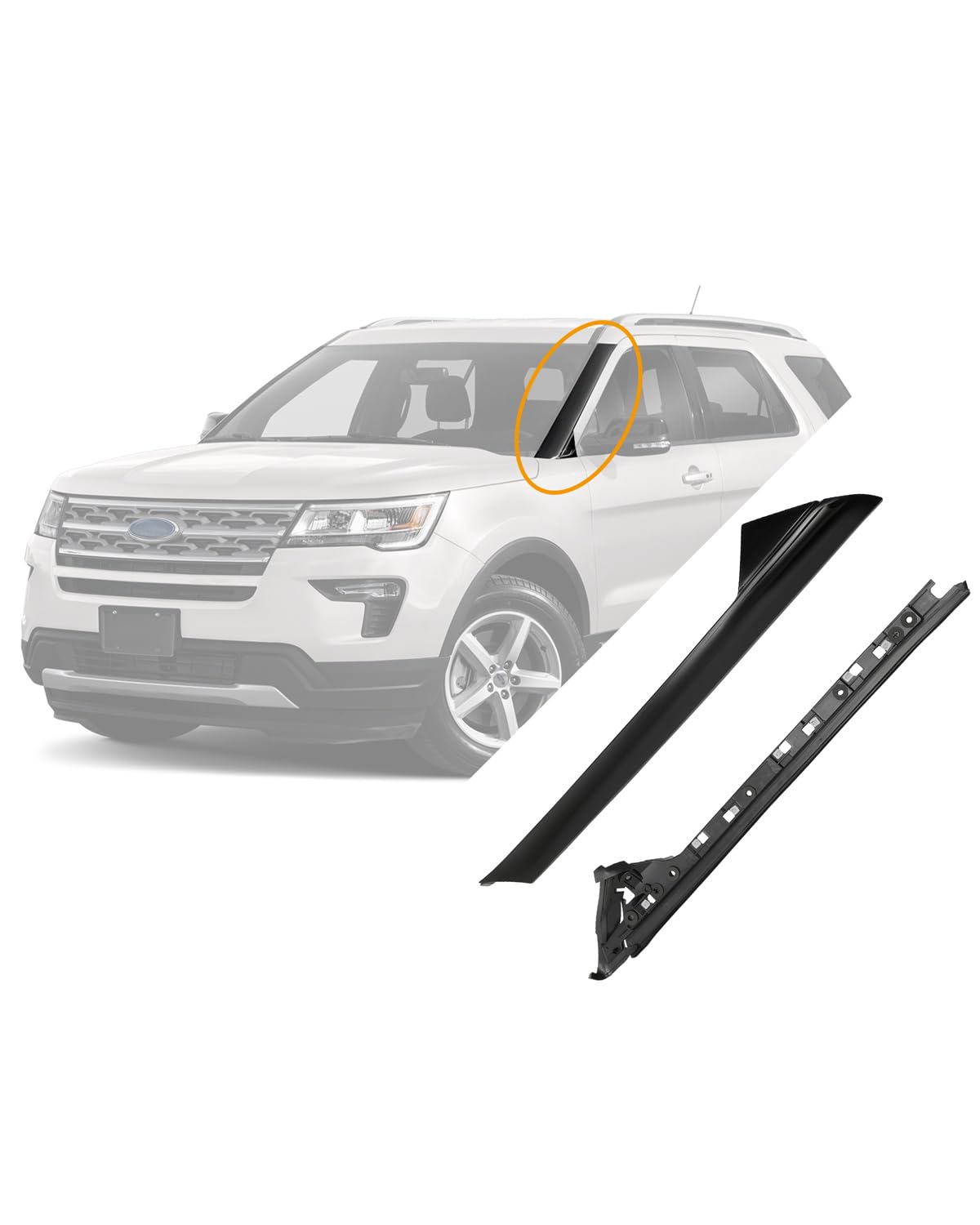 Windshield Trim Molding A-Pillar Set, Compatible with 2011-2019 Ford Explorer, Front Outer & Inner Left Driver, BB5Z7803145AA BB5Z-7803137-AA BB5Z-7803137-AB 926-450 BB5Z-7803145-AA Window Accessories