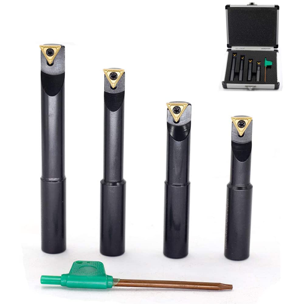 OSCARBIDE 1/2"Round Shank Boring Bar Set,90 Degree with Indexable Carbide Inserts TCMT21.51(TCMT110204),4 Pieces/Set