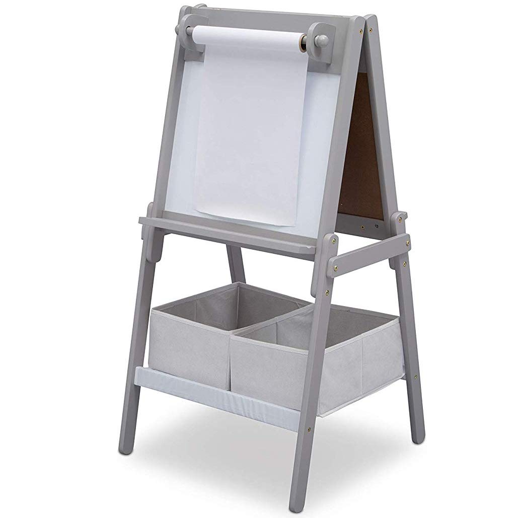 Delta Children My Size Double-Sided Storage Easel, Grey