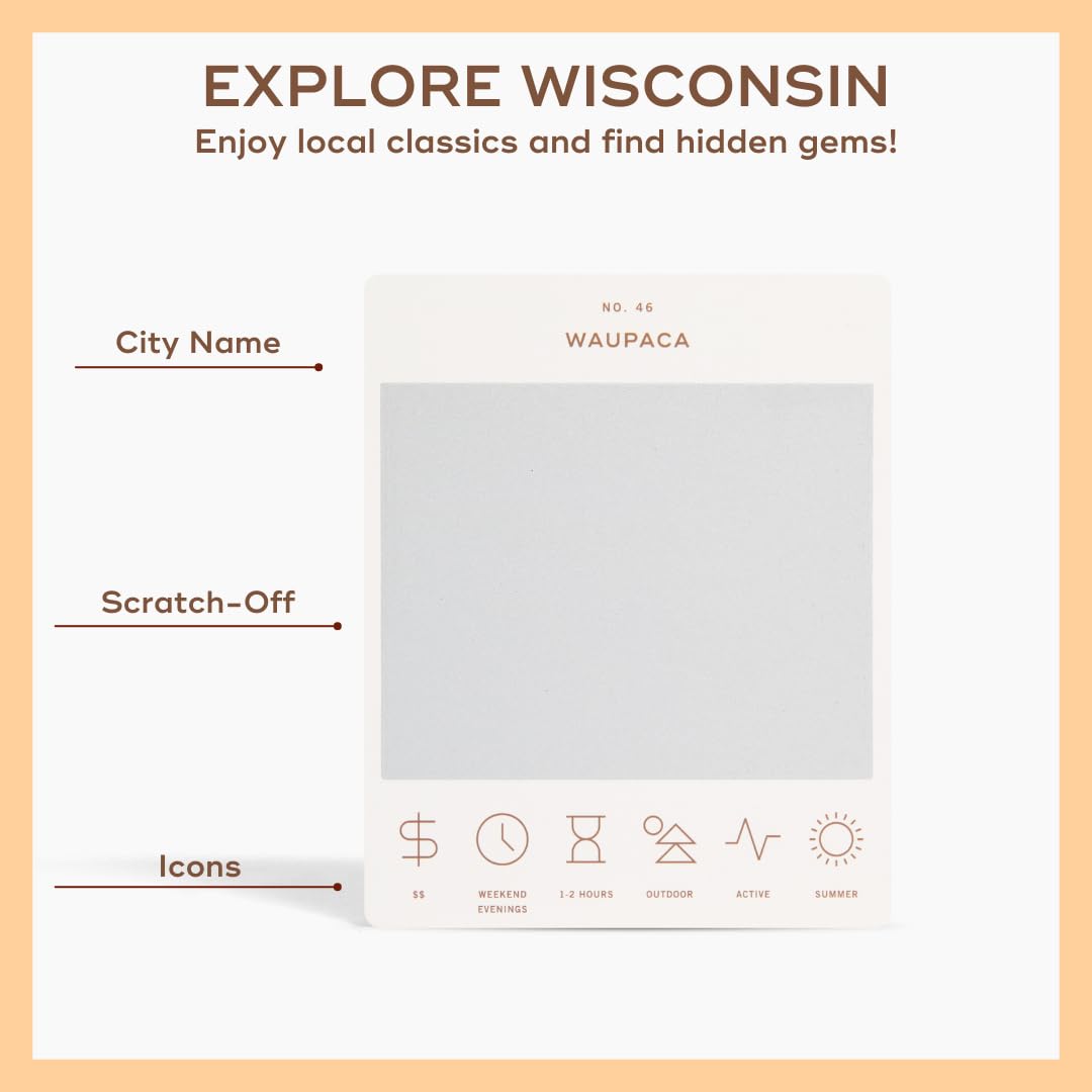 Reach International Outfitters Wisconsin Adventure Bucket List: 50 Scratch-Off Cards for Outdoor Activities, Tourist Attractions, and Road Trips - Perfect Travel Gift and Guide for Exploring