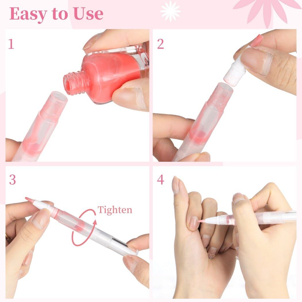 Toyosport 100PCS Empty Cuticle Oil Pen Refillable Transparent Twist Pens 3ml, Empty Nail Oil Pen with Brush Tip, Eyelash Growth Liquid Tube, Cosmetic Lip Gloss Container Applicators