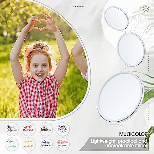 Kigley Mother's Day International Gifts for Women 2.8 Inch Inspirational Compact Mirror Round Portable Pocket Makeup Glass Mirror Purse Mini Small Mirror for Nurse Graduation(White Base,96 Pcs)