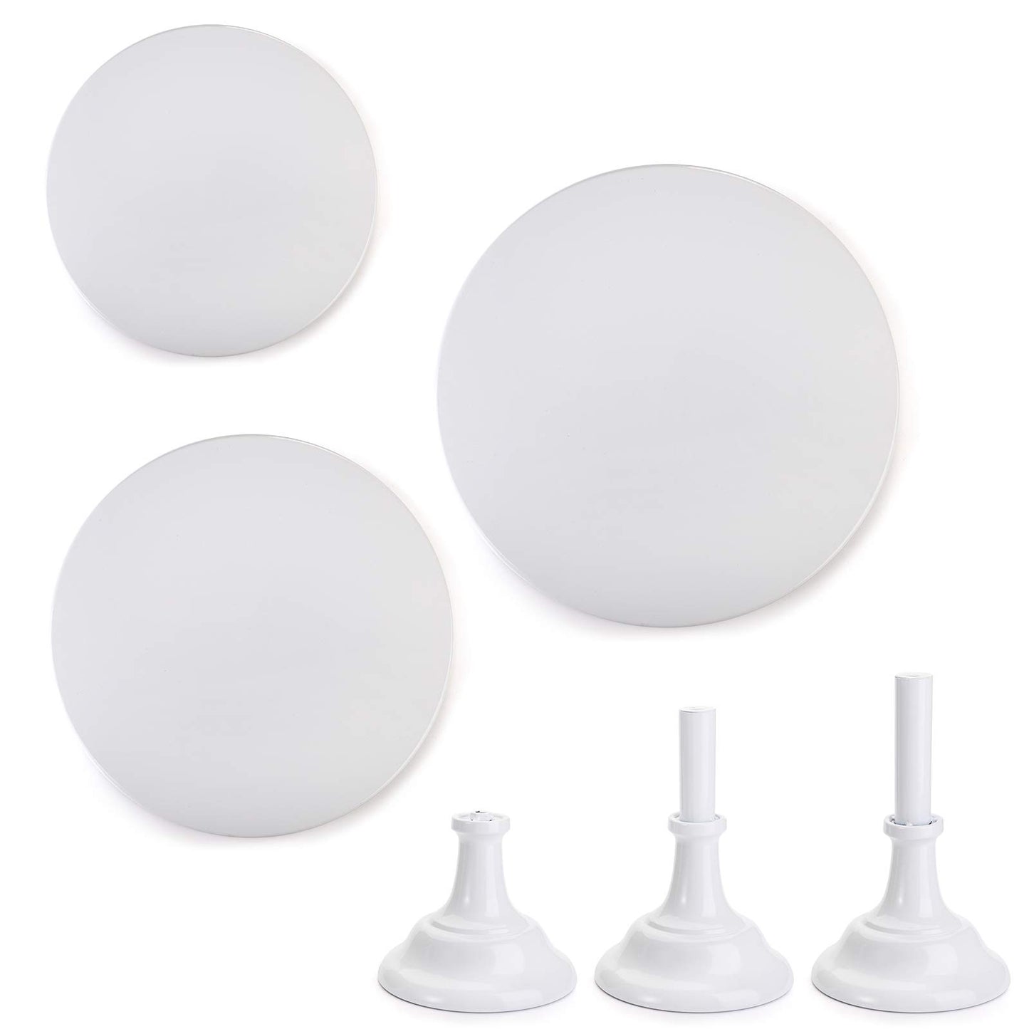 yarlung 3 Pack Metal Cake Stands, 8/10/12 Inch Pillar Style Cupcake Display Stand Dessert Trays for Wedding, Party, Birthday, Gatherings, White