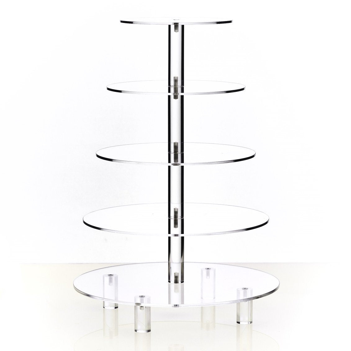 5 Tier Acrylic Cupcake Stand, Extra Thick 5mm Base, Large Cupcake Tower, Multi Tiered Cake Stand Round Clear Holder for Dessert Table Display, Weddings, Birthday Party, Graduation, Pastry, Donut Tree