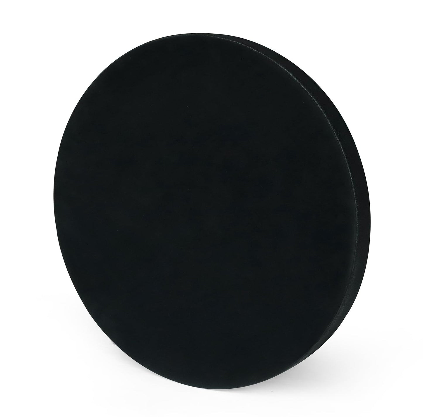 HofferRuffer Extra Large Round Serving Tray 24'', Elegant Oversized Faux Leather Circle Ottoman Table Tray, Serve Tea Coffee Breakfast in Bedroom Living Room Kitchen (Classic Black)
