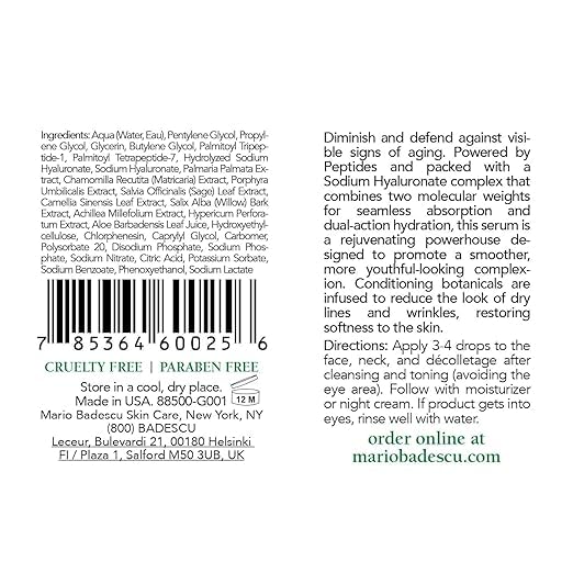 Mario Badescu Super Peptide Serum for All Skin Types, Reduces the Look of Dry Lines & Wrinkles, Formulated with Sodium Hyaluronate & Peptides, 1 FL OZ