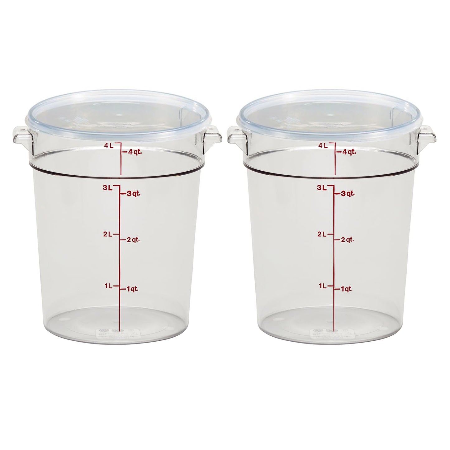 Cambro Food Storage Container with Lid (2 Pack) - Round Series - 4 QT (Quart) - Commercial Grade for Food Prep (Clear)