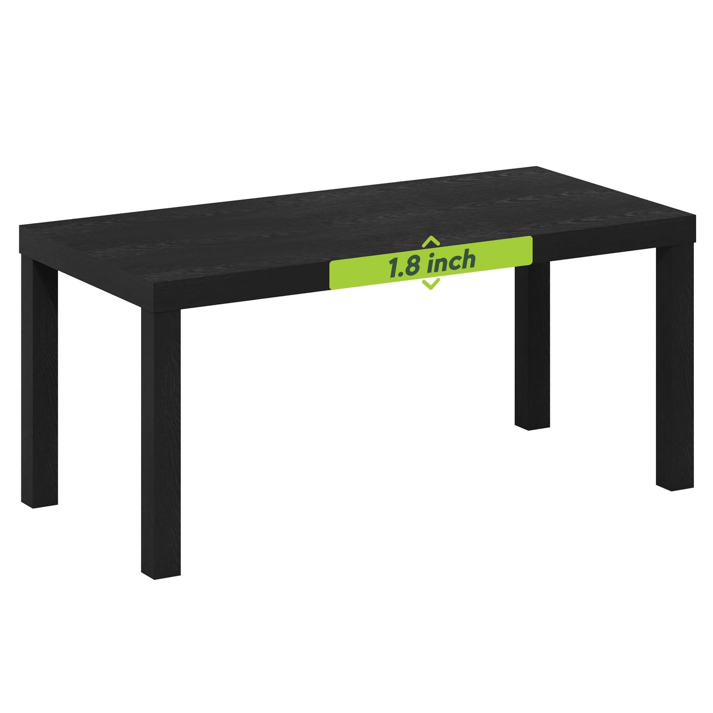 Furinno Classic Coffee Table, Modern Rectangle Coffee Table with 1.8 Inch Thick Tabletop, Side Table for Living Room, Home Office, Classic Black