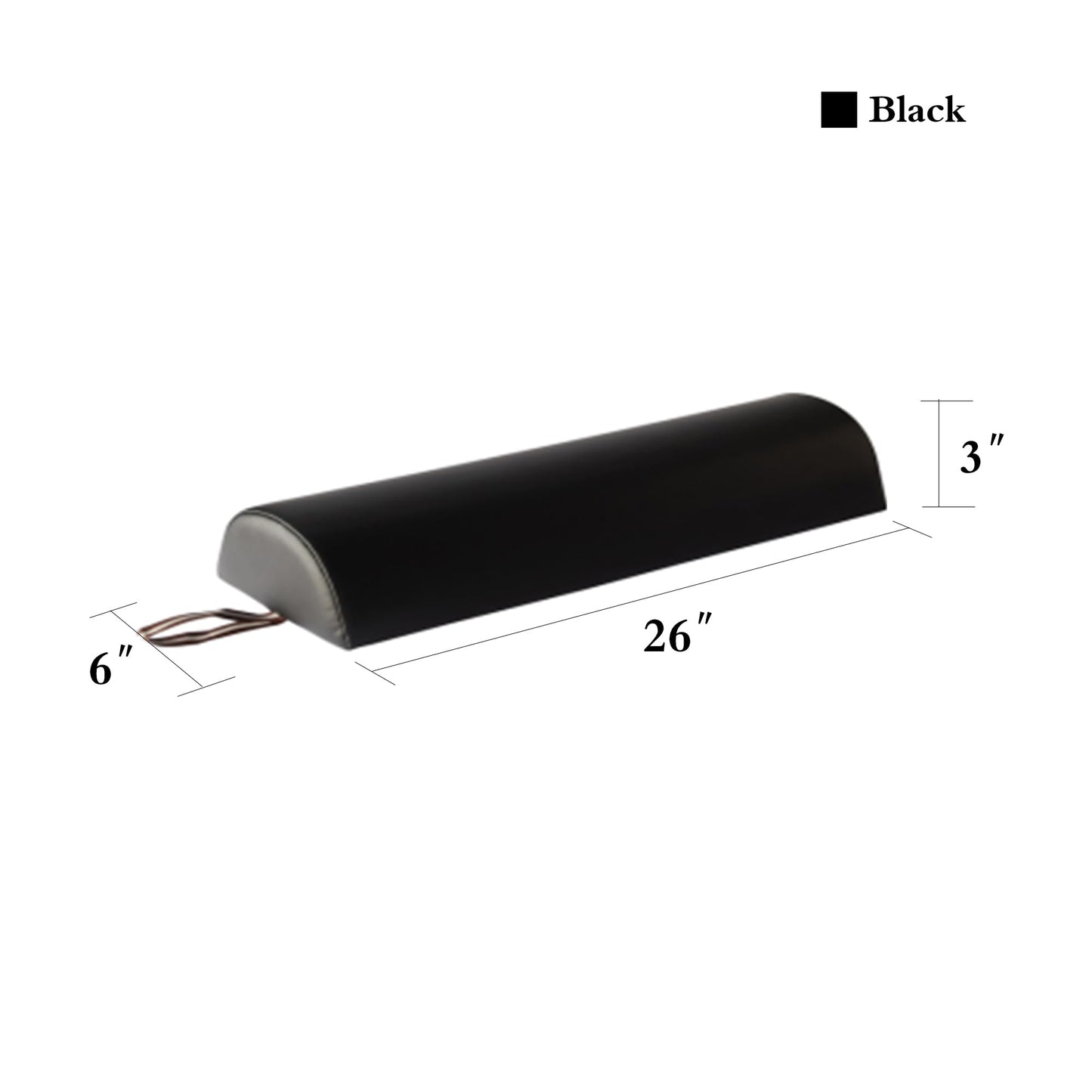 Master Massage 6 Inch Semi Round Bolster Table Cushion Pillow Black