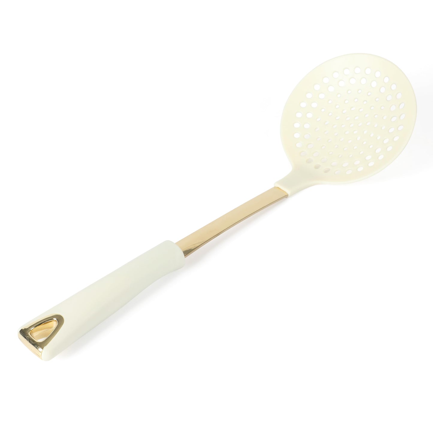 Martha Stewart Lockton 5-Piece Kitchen Tool Set – Stainless Steel & Nylon Cooking Utensils with Linen Handles and Gold Accents, Durable Heat-Resistant Kitchen Gadgets