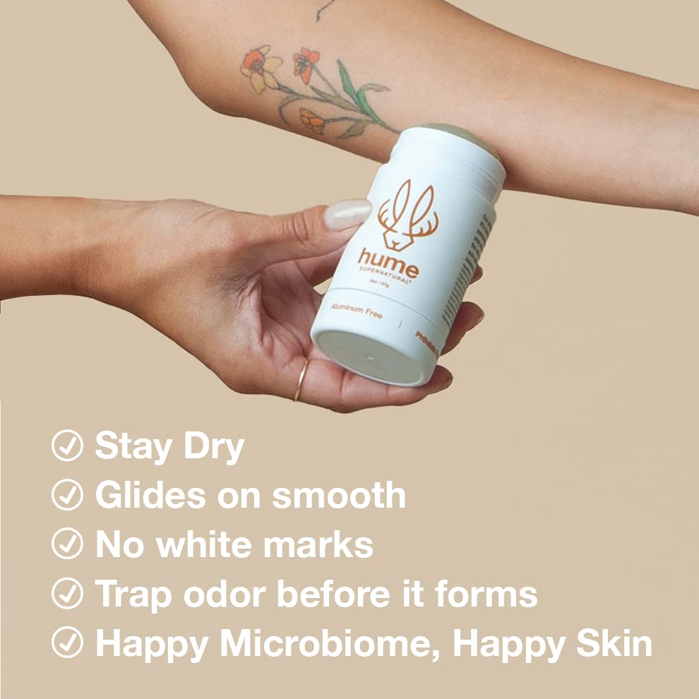 Hume Supernatural Aluminum Free Deodorant for Women & Men - Probiotic and Plant-Based, Long-Lasting Moisture Absorbing - Clean and Effective (Out West - 3 pack)