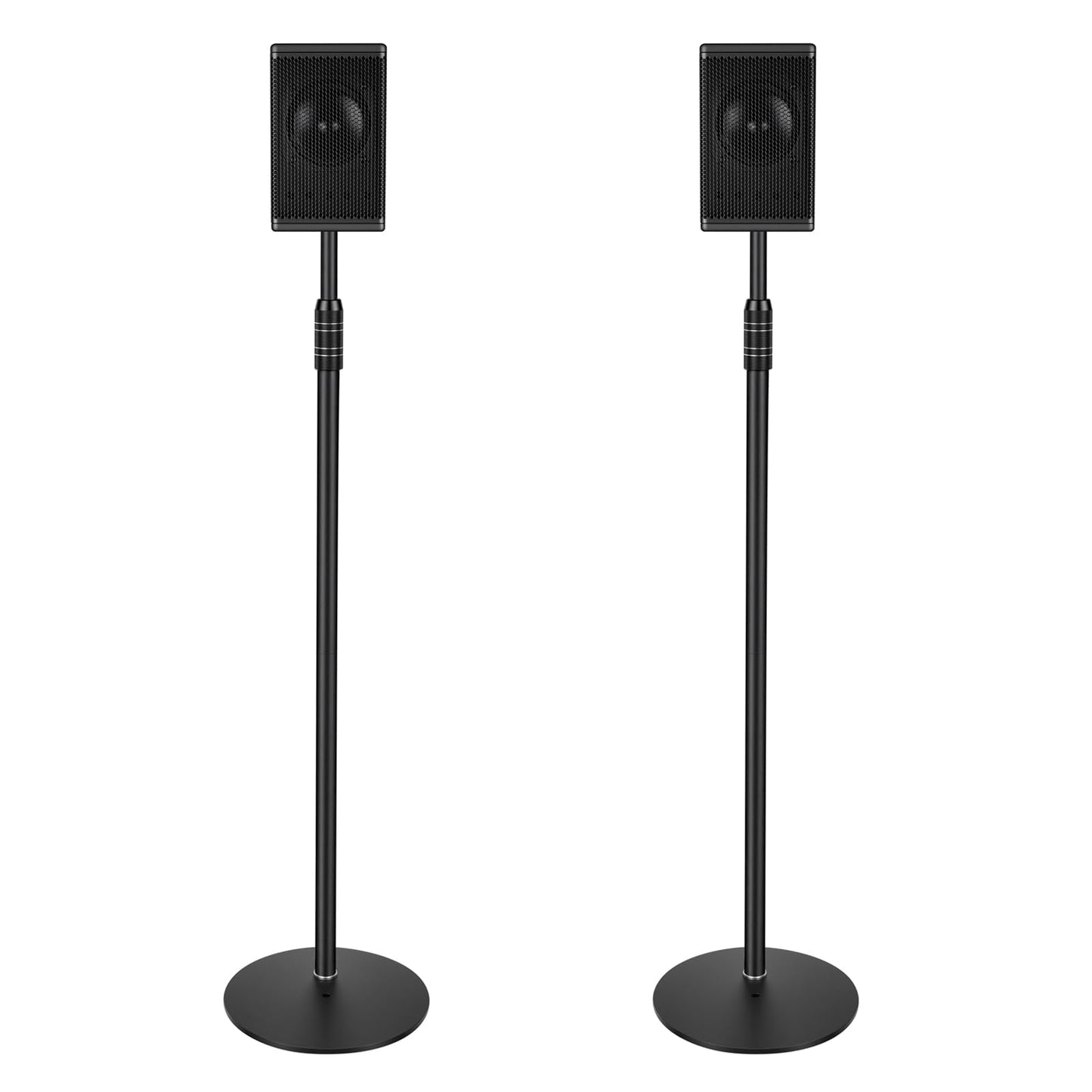 Howonder Speaker Stands,All Metal Speaker Stands Pair for Satellite & Small Bookshelf Speakers，Adjustable Height from 33" to 48",Holds up to 8.8 lbs,Easy DIY Assembly,HD-718,2 Packs,Black
