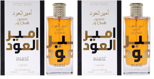 Lattafa Ameer Al Oud Intense Oud for Unisex Eau de Parfum Spray, 3.4 Ounce (Pack of 2)