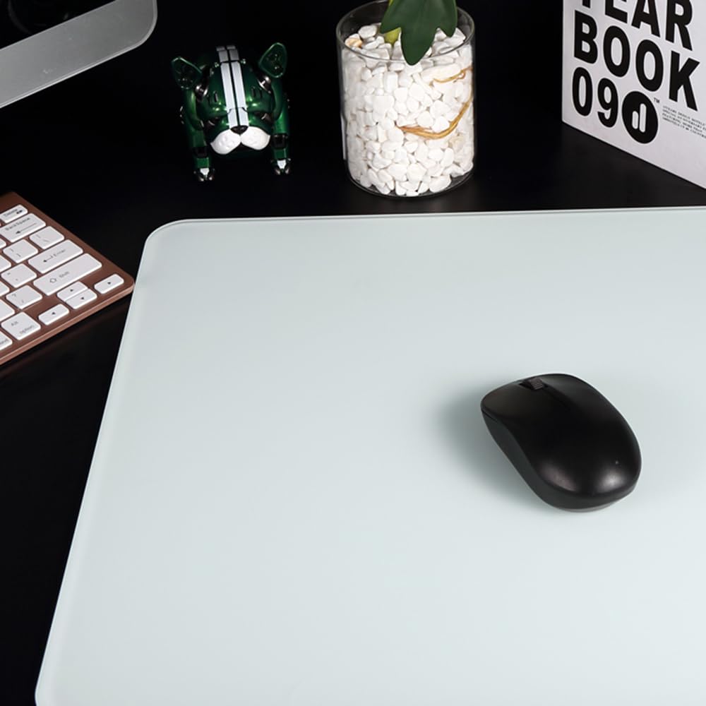 Docooler Photovoltaic Glass Gaming Mouse Pad with Non-Slip Tempered Glass Professional Mouse Mat for Desk Special Glass Surface＆Sides All Around for Computers, Gamer, Office&Home,3 Sizes (All Black)