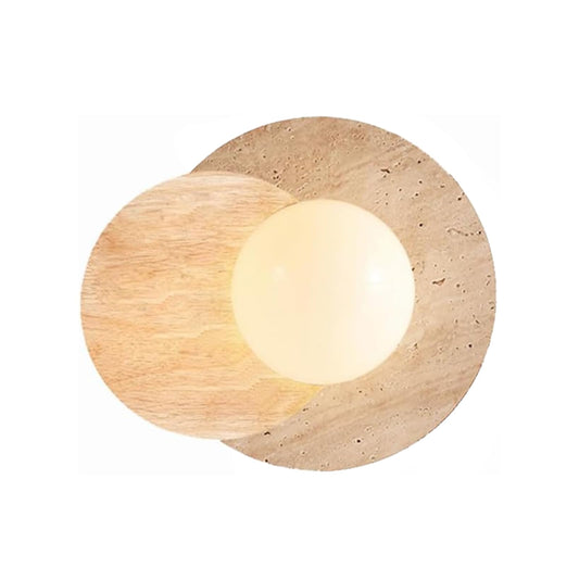 DZQWLL Marble Wall Lamp, Bathroom Vanity Light Fixtures, Wall Mount Lamp, Over Mirror, Stone Wall Sconces, Vintage Wall Light with Wood and Stone Shade, for Porch Workshop Kitchen Living Room