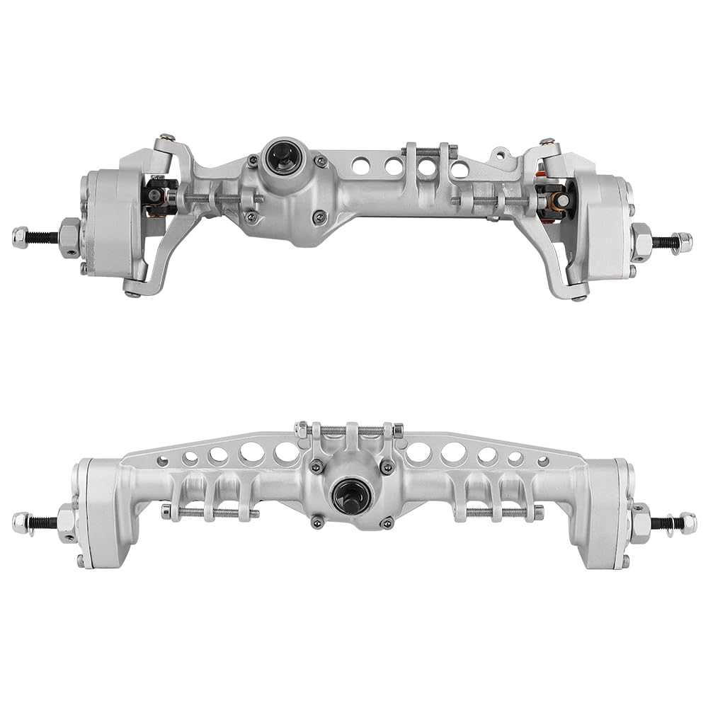 Pothyes CNC Metal Front and Rear Portal Axles for 1/10 RC Crawler Car Axial SCX10 III AXI03006 AXI03007 Wrangler JL AR45 Axle Upgrade Part (Silver)