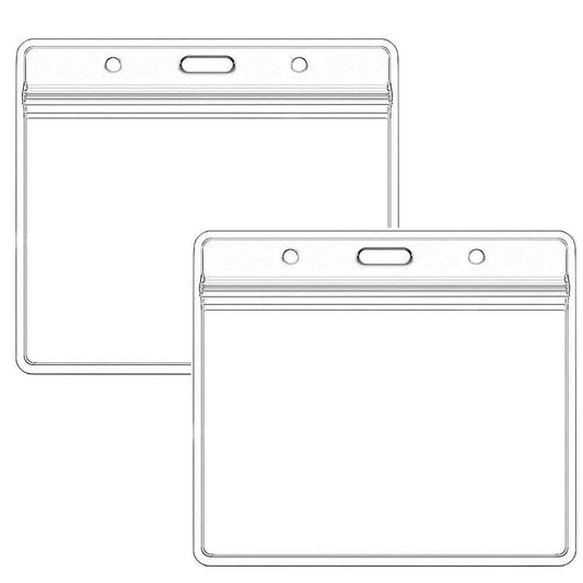 Extra Thick Horizontal ID Card Name Tag Badge Holder with Waterproof Type Resealable Zip (Holders, 300Packs)