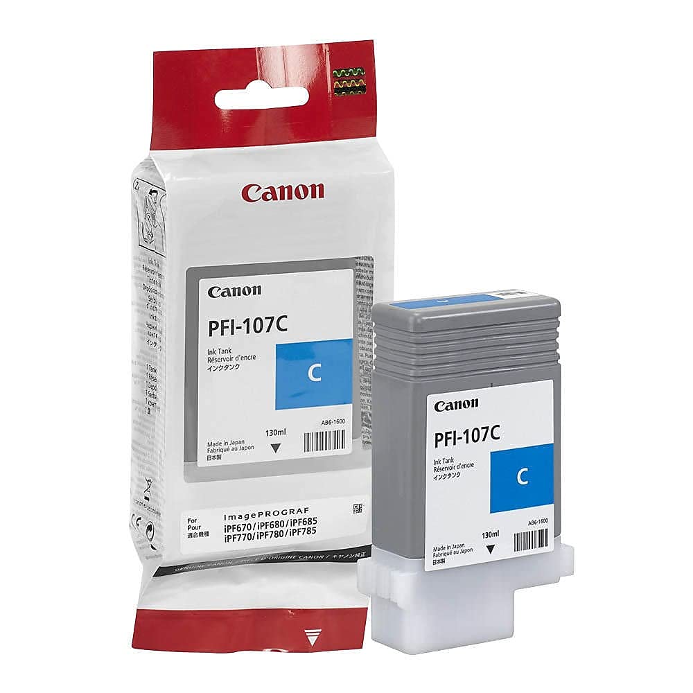Canon PFI-107C Ink Tank 130 ml (Cyan) in Retail Packaging (CNM6706B001AA)