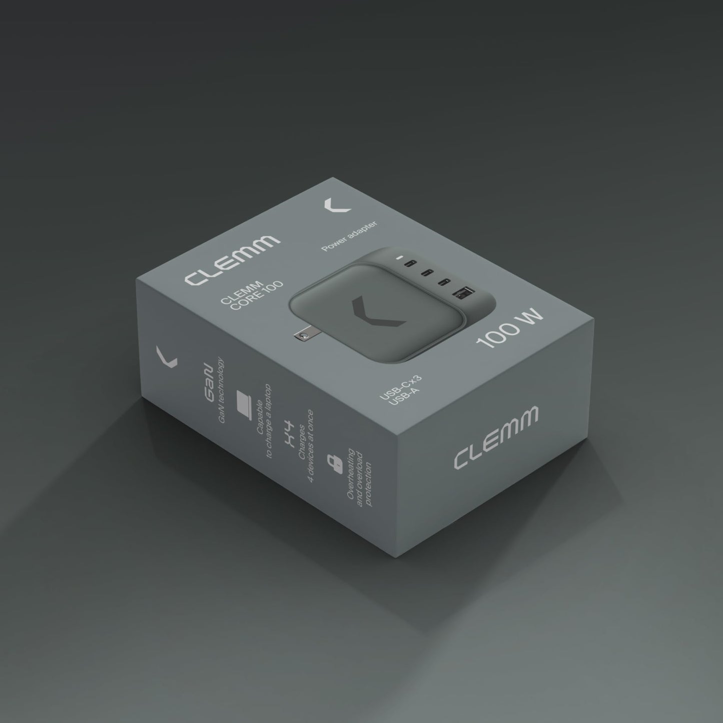 Clemm Core 100W GaN USB-C Charger, 4-Port Fast Charging Adapter with PPS, 3 USB-C & 1 USB-A for MacBook Pro, iPhone 16/15/14, iPad, Samsung Galaxy S24/S23 & More