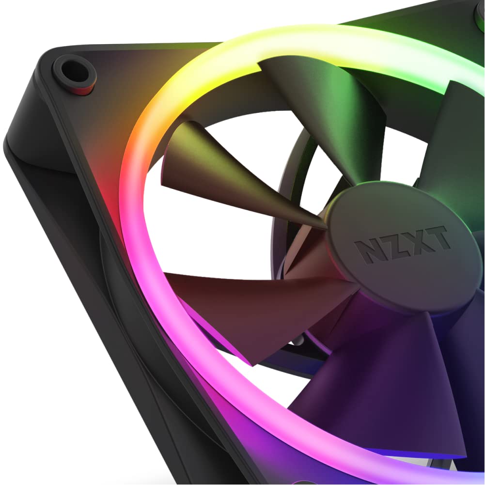 NZXT F120 RGB Triple Pack – 3 x 120mm RGB PWM PC Fans with RGB Controller – High Airflow, Low Noise – Fluid Dynamic Bearing – CAM Software Control – 18 LEDs per Fan – Black