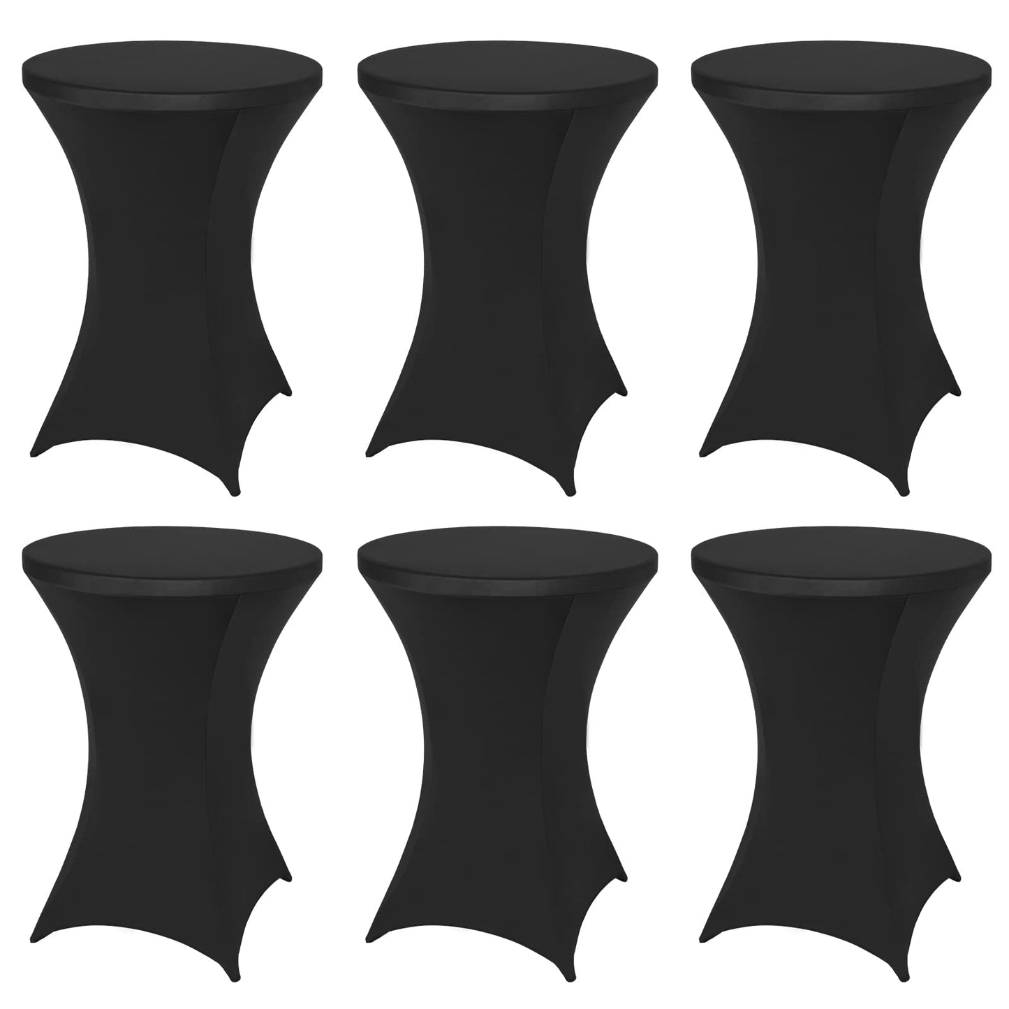 FestiCorp 6 Pack Spandex Black Table Cover, Cocktail Fitted Tablecloths, Round Highboy Stretch Table Covers Cloths for Party, DJ, Bar, Wedding, Birthday, Banquet, 30"-32" Diameter x 40"-43" Height