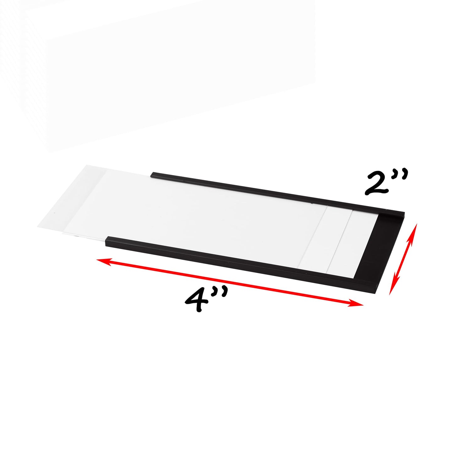 Realth Magnetic Label Holders 2'' x 4'' 70 Pack with Paper Inserts and Clear Plastic Protectors, Magnetic Label Strips Magnetic Data Card Holders File Cabinet Labels for Metal Racks and Shelves