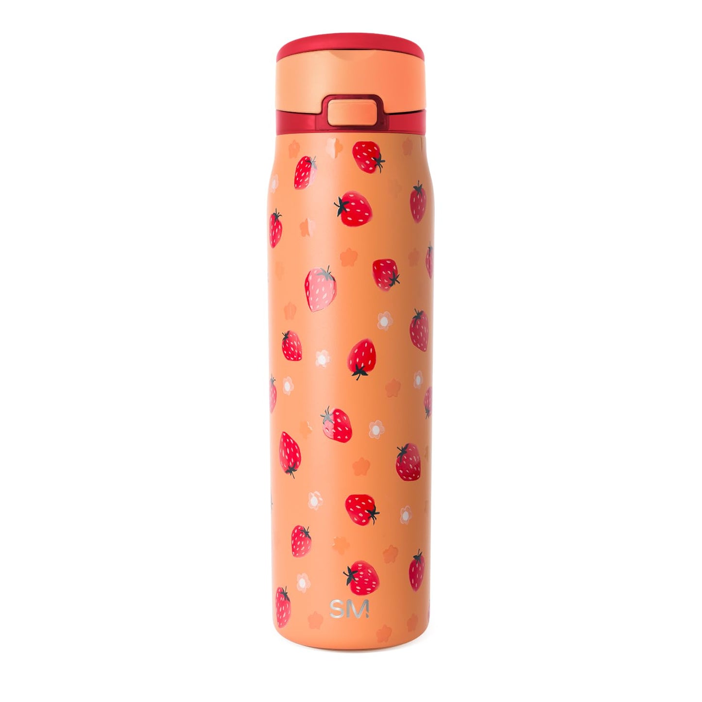 Simple Modern Mesa Loop Water Bottle with Covered Straw and Handle | 30oz Cup Holder Friendly Insulated Stainless Steel Bottles for Travel, Sports and School | Strawberry Fields