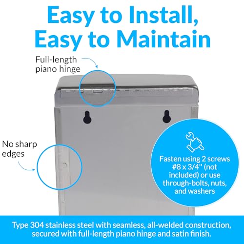 Bobrick Sanitary Napkin Disposal Wall Mounted Stainless Steel Flip Top Receptacle for Public Restrooms, 1-Piece Design with 1 Gallon Waste Capacity (Model B-270)