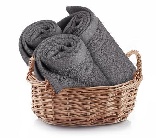 Tens Towels Pack of 60 Washcloths, 12 x 12 Inches, Lighter Weight, Quick to Dry, Super Soft & Absorbent, Gentle Face Towels, Hotel Quality, Perfect for Bathroom, Gym, Spa, Dark Grey