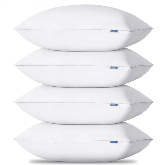 CozyLux Soft Supportive Bed Pillows for Side and Back Sleepers, Oeko-Tex Certified Down Alternative Filling, Hotel Quality Fluffy Sleeping Pillow, White, King - 19" x 34", 4 Pack