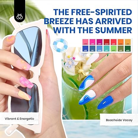 Beetles Gel Nail Polish Set, 70 PCS 60 Colors Nude Pink Jelly Pastel Neno Blue Red Green Glitter Gel Nail Polish Kit with Base Glossy Matte Top Coat Gel Manicure Spring Valentines Gifts for Women