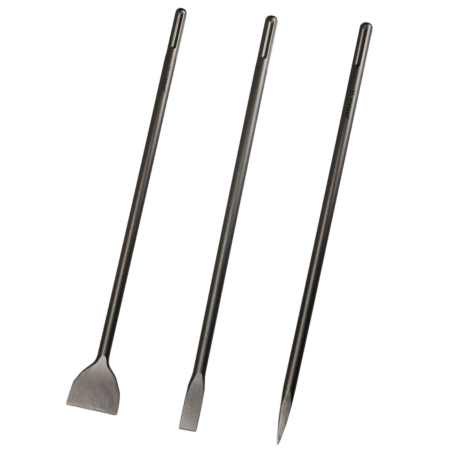 24 Inch SDS Max 3pc Set - 1 Inch Flat Chisel, Point Chisel and 3 Inch Scaling Chisels - Masonry Concrete Drill Bit Set 40Cr Steel SDS Max Bits Rotary Hammer Drill for Brick Stone Concrete
