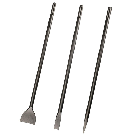 24 Inch SDS Max 3pc Set - 1 Inch Flat Chisel, Point Chisel and 3 Inch Scaling Chisels - Masonry Concrete Drill Bit Set 40Cr Steel SDS Max Bits Rotary Hammer Drill for Brick Stone Concrete