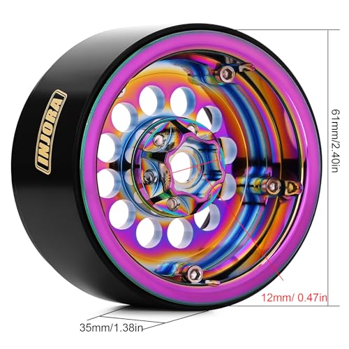 INJORA 224g Super Heavy Brass & Aluminum Deep Dish 2.2" Beadlock Wheel Rim for 1/10 RC Crawler Upgrade(W2257)