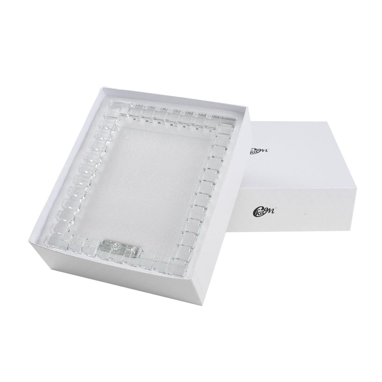 kitCom 8x10Inch Crystal Wedding Frame of Keepsake Photo Frames, Crystal Picture Frames with Sparkling Design, Tabletop Display Decor Frame(Fit 8x10 Max Photos), Clear with Gift Box